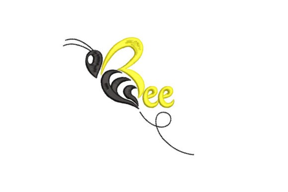Etsy embroidery designs featuring a bee with yellow and black thread forming the word 'Bee'