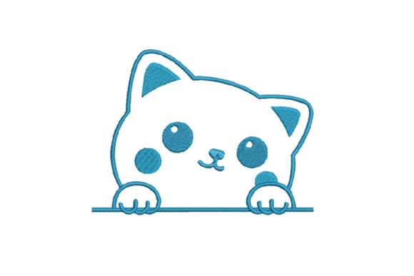 Cute cat embroidery design in pencil style for Etsy embroidery designs