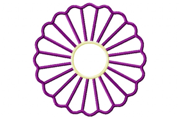 Etsy embroidery designs purple flower applique with open center and radial petals