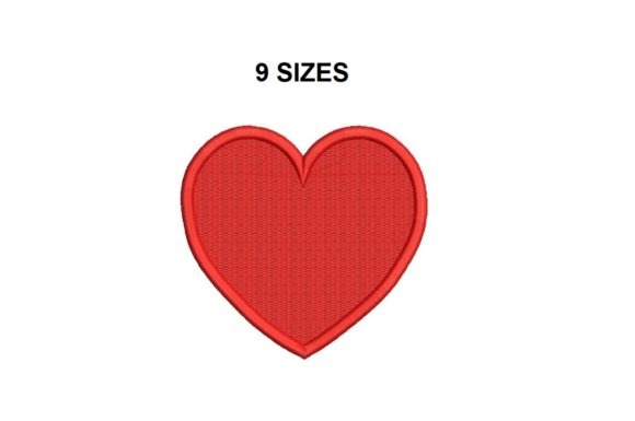 Red heart embroidery design available in 9 sizes for small to medium projects Etsy embroidery designs